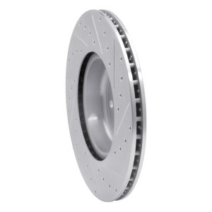 BMW 540I xDrive Brake Rotor (1) - Rear Left - R1 Concepts - Drilled & Slotted - Silver - `16-`25